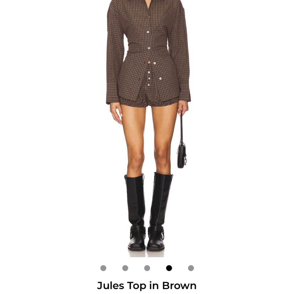 Brown Checked Jules Top and Matching Shorts Set